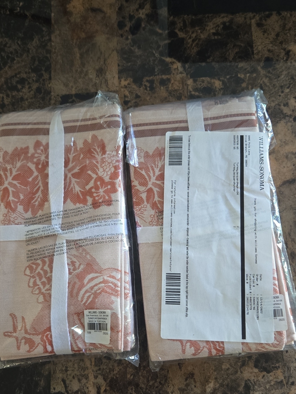 Williams Sonoma Fall Jacquard Table Runner and Napkins - Rust Floral - Picture 5 of 5